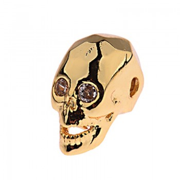 OIQUEI Vintage Black Zircons Skull Copper Beads For Men DIY Jewelry Metal Beads For Making Bracelets  Pulseiras masculinas