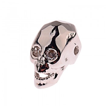 OIQUEI Vintage Black Zircons Skull Copper Beads For Men DIY Jewelry Metal Beads For Making Bracelets  Pulseiras masculinas