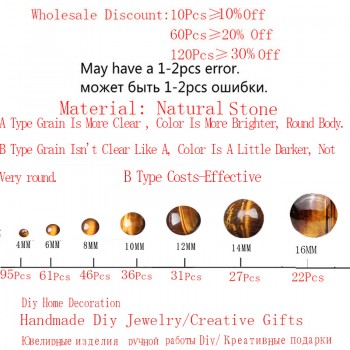 CAMDOE DANLEN Natural Gem Stone Yellow Tiger Eye Round Beads 6 8 10 12 14 16MM Fit Diy Charms  Beads Jewelry Making Accessories