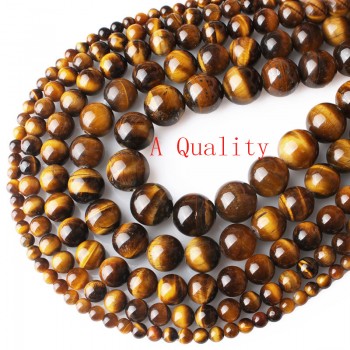 CAMDOE DANLEN Natural Gem Stone Yellow Tiger Eye Round Beads 6 8 10 12 14 16MM Fit Diy Charms  Beads Jewelry Making Accessories