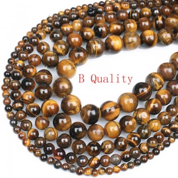 CAMDOE DANLEN Natural Gem Stone Yellow Tiger Eye Round Beads 6 8 10 12 14 16MM Fit Diy Charms  Beads Jewelry Making Accessories