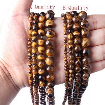 CAMDOE DANLEN Natural Gem Stone Yellow Tiger Eye Round Beads 6 8 10 12 14 16MM Fit Diy Charms  Beads Jewelry Making Accessories