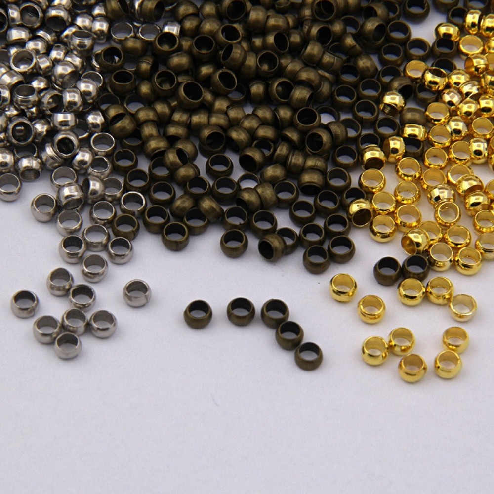 Aclovex 200pcs/lot Dia 2mm 3 mm Metal Copper Crimp End Beads Spacer Beads Gold Silver Color Stopper Beads for Diy Jewelry Making