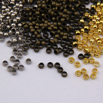 Aclovex 200pcs/lot Dia 2mm 3 mm Metal Copper Crimp End Beads Spacer Beads Gold Silver Color Stopper Beads for Diy Jewelry Making