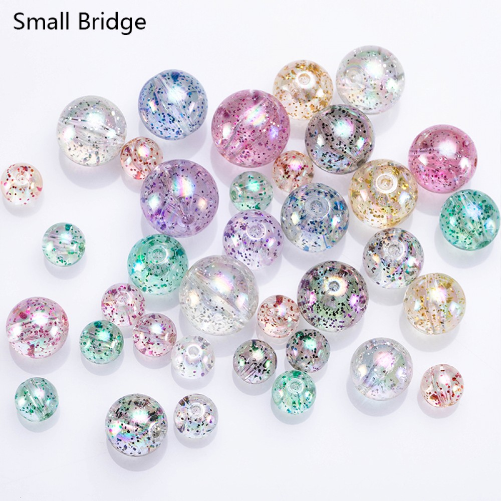 14mm Colorful  Loose Round Transparent Resin Glitter Beads For Making Jewelry Necklace Spacer HandmadeResin Beads Wholesale P502