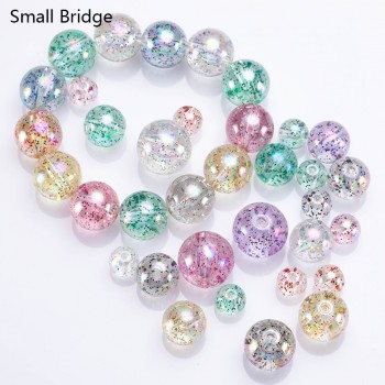 14mm Colorful  Loose Round Transparent Resin Glitter Beads For Making Jewelry Necklace Spacer HandmadeResin Beads Wholesale P502
