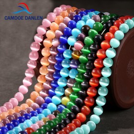 AAA+ Quality Cat Eye Beads 4/6/8/10/12MM Natural Glass String Loose Space Beads Opal DIY Charm Beads for Jewelry Making Bracelet
