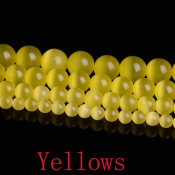 AAA+ Quality Cat Eye Beads 4/6/8/10/12MM Natural Glass String Loose Space Beads Opal DIY Charm Beads for Jewelry Making Bracelet