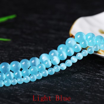 AAA+ Quality Cat Eye Beads 4/6/8/10/12MM Natural Glass String Loose Space Beads Opal DIY Charm Beads for Jewelry Making Bracelet