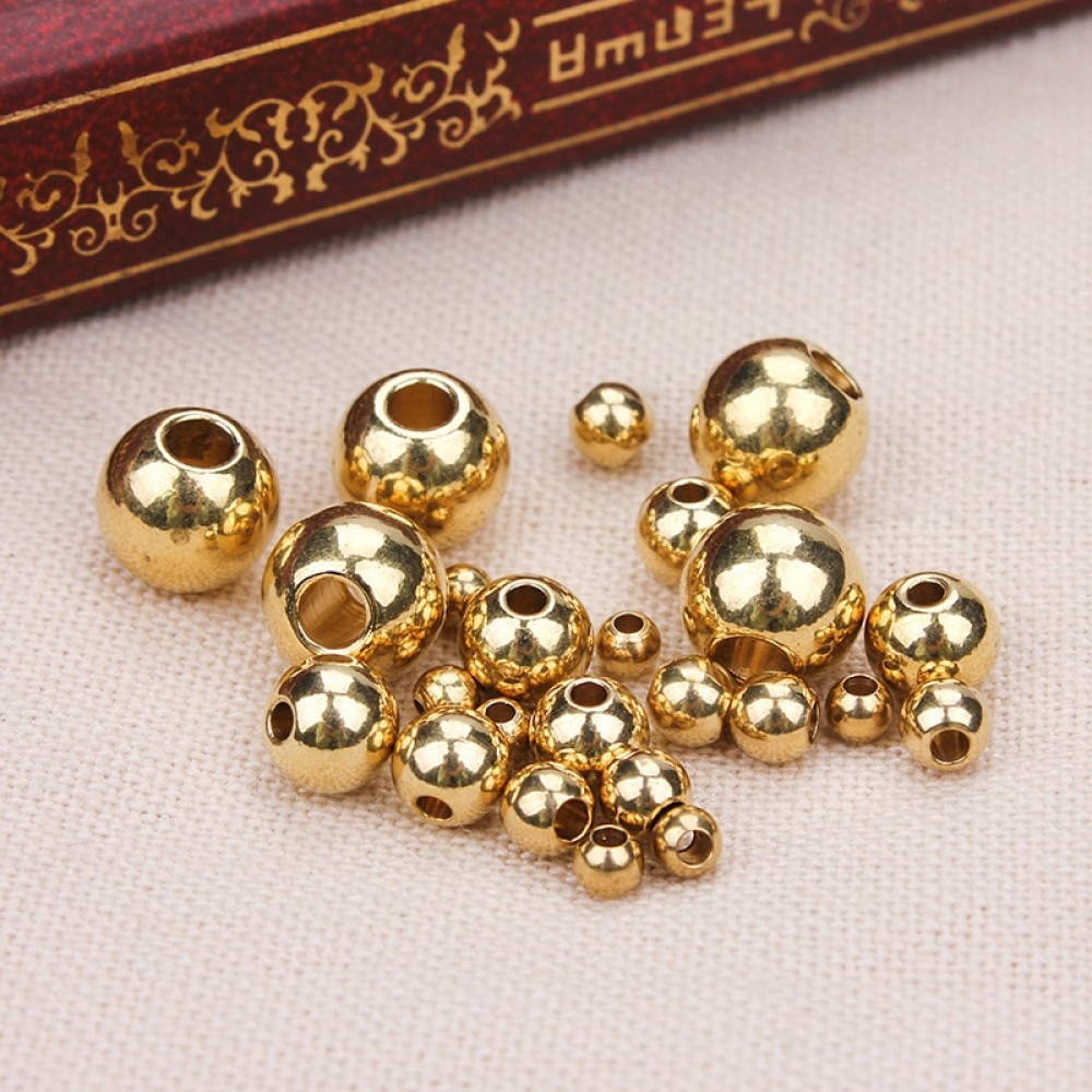 50pcs/lot  Outer Dia3mm -8mm Gold Brass Beads For DIY Jewelry Accessories making