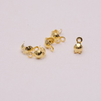 200pcs 4*7mm Gold Color Connector Clasps Fit Ball Chain Calottes End Crimps Beads Connectors Components For DIY Jewelry Making
