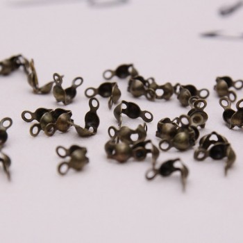 200pcs 4*7mm Gold Color Connector Clasps Fit Ball Chain Calottes End Crimps Beads Connectors Components For DIY Jewelry Making