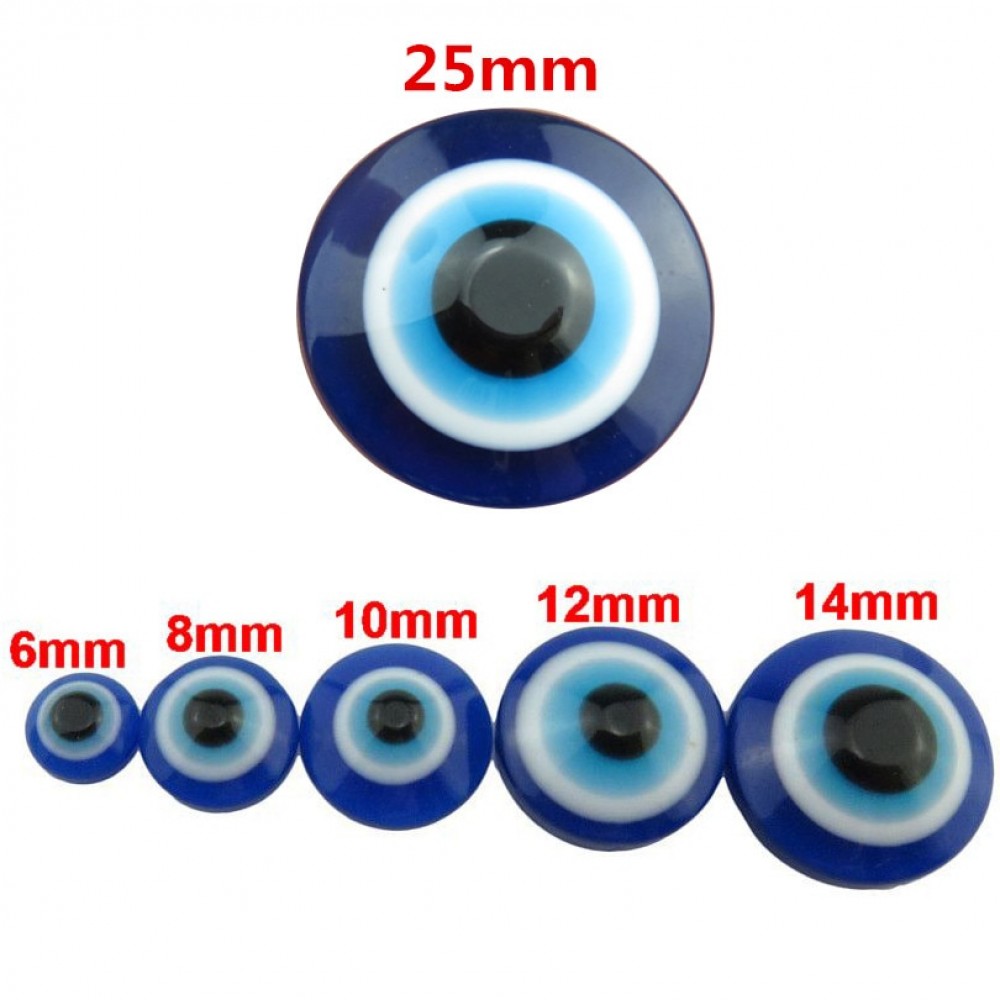 19969 (50/30/25/20/5 pcs/lot) 6/8/10/12/14/25mm Loose Blue Turkish Evil Eye Acrylic Flatback Beads Findings
