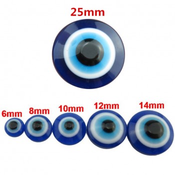 19969 (50/30/25/20/5 pcs/lot) 6/8/10/12/14/25mm Loose Blue Turkish Evil Eye Acrylic Flatback Beads Findings