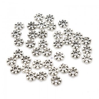 1000pcs 4mm Tibetan Gold Silver Tone Daisy Wheel Flower Charm Loose Spacer Metal Beads For Jewelry Making Needlework Accessories