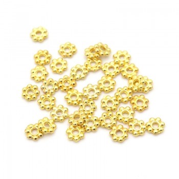 1000pcs 4mm Tibetan Gold Silver Tone Daisy Wheel Flower Charm Loose Spacer Metal Beads For Jewelry Making Needlework Accessories