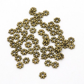 1000pcs 4mm Tibetan Gold Silver Tone Daisy Wheel Flower Charm Loose Spacer Metal Beads For Jewelry Making Needlework Accessories