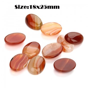 10pcs/lot Natural Stone Colorful Stripe Bulk Beads 10x14mm/13x18mm CAB Oval Flat back Cabochon Cameo for DIY Jewelry Making
