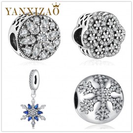Yanxizao Fashion Silver 925 European CZ Charm Beads Fit Pandora Style Bracelet Pendant Necklace DIY Jewelry Originals Luxurious