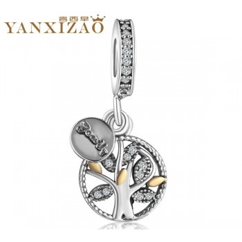 Yanxizao Fashion Silver 925 European CZ Charm Beads Fit Pandora Style Bracelet Pendant Necklace DIY Jewelry Originals Luxurious