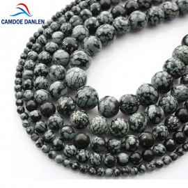 Free Shipping Snowflake Obsidian Beads Round Selectable Size 4 6 8 10mm Natural Stone Beads For Jewelry Making Diy Bracelet TR99