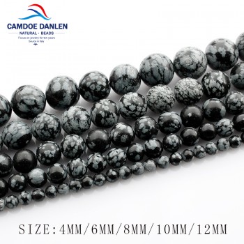 Free Shipping Snowflake Obsidian Beads Round Selectable Size 4 6 8 10mm Natural Stone Beads For Jewelry Making Diy Bracelet TR99