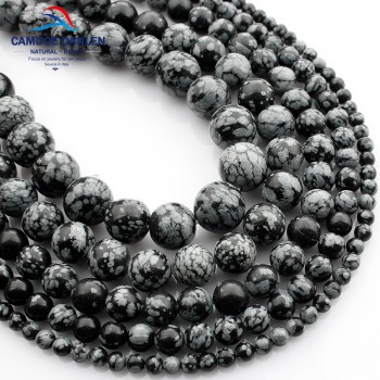 Free Shipping Snowflake Obsidian Beads Round Selectable Size 4 6 8 10mm Natural Stone Beads For Jewelry Making Diy Bracelet TR99