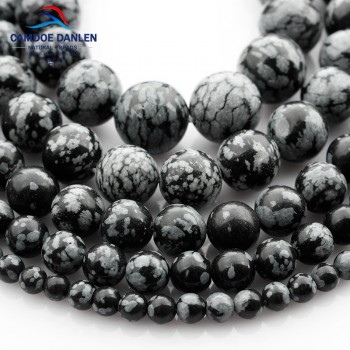 Free Shipping Snowflake Obsidian Beads Round Selectable Size 4 6 8 10mm Natural Stone Beads For Jewelry Making Diy Bracelet TR99