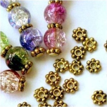 Fit Women Men DIY Bracelets Findings 200pcs/Lots Daisy Spacer Metal Beads 4mm Jewelry Making Bracelets Wholesale Gold Silver
