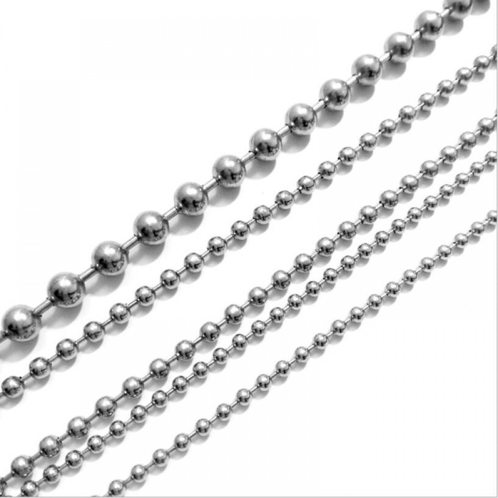 1.5mm 2mm 2.4mm 3.2mm Ball Beads Stainless Steel Beaded Ball Chain Bulk Jewelry Chains for Necklaces DIY Jewelry Making