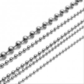 1.5mm 2mm 2.4mm 3.2mm Ball Beads Stainless Steel Beaded Ball Chain Bulk Jewelry Chains for Necklaces DIY Jewelry Making