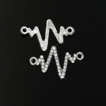 JAKONGO Gold Silver Color Crystal Electrocardiogram Connector fit Jewelry Making Bracelet Accessories DIY Craft 22x14mm