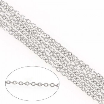 5 Meters Small Stainless Steel Open Link Chain For Necklace Bracelet Silver Tone Metal Bulk Chains For Diy Jewelry Making