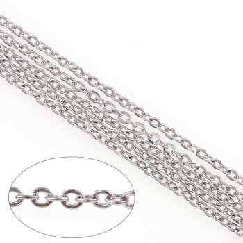 5 Meters Small Stainless Steel Open Link Chain For Necklace Bracelet Silver Tone Metal Bulk Chains For Diy Jewelry Making