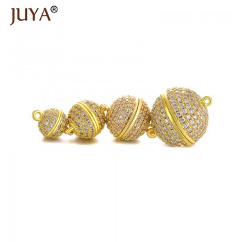 4 Size Strong Magnetic Clasps for Necklace Bracelet Chain Buckle Hook Luxury AAA Zircon Clasps Ball Jewelry Making Findings