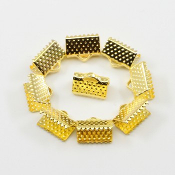 50pcs/lot Gold Silver Cove Clasps Cord End Caps String Ribbon Leather Clip  Necklace Bracelet Connectors for DIY Jewelry Making