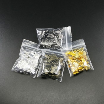 50pcs/lot Gold Silver Cove Clasps Cord End Caps String Ribbon Leather Clip  Necklace Bracelet Connectors for DIY Jewelry Making