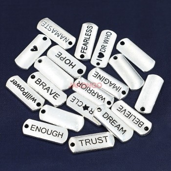 Antique Silver Hope Love Family Dream Charms Pendants for European Charm Bracelet Jewelry Making DIY Handmade Craft 21x8mm