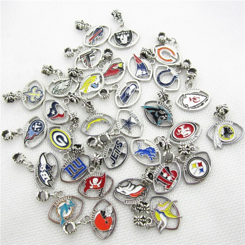 MIX 32pcs/lot America Football charm hanging charm big hole pendant beads charm Diy  bracelet  jewelry dangle charms