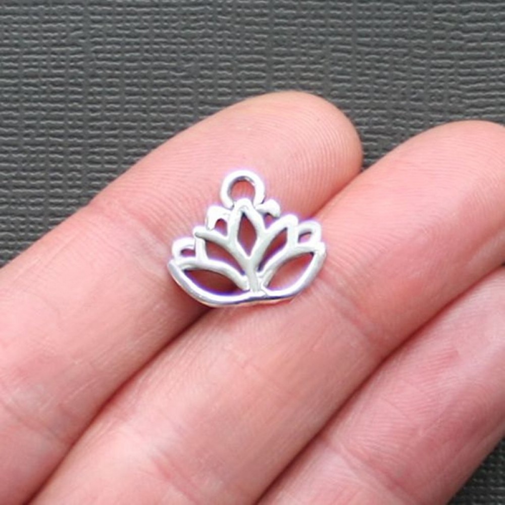 10pcs/lot   Cute Lotus Charm Antique Silver Tone for diy charms necklace pendant jewelry accessories findings making  15*16mm