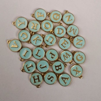 26pcs 12*14MM Round gold enamel alphabet charms color capital letter beads initial pendants alloy jewelry making accessories DIY