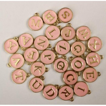 26pcs 12*14MM Round gold enamel alphabet charms color capital letter beads initial pendants alloy jewelry making accessories DIY
