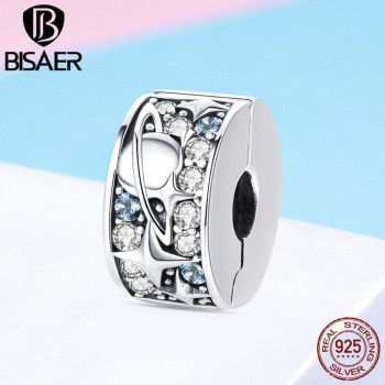 New Arrival 925 Sterling Silver Crazy Clip Stopper Beads Charms Fit Pan Original Charm Bracelet DIY Fashion Jewelry HTC010