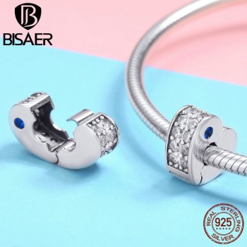 New Arrival 925 Sterling Silver Crazy Clip Stopper Beads Charms Fit Pan Original Charm Bracelet DIY Fashion Jewelry HTC010