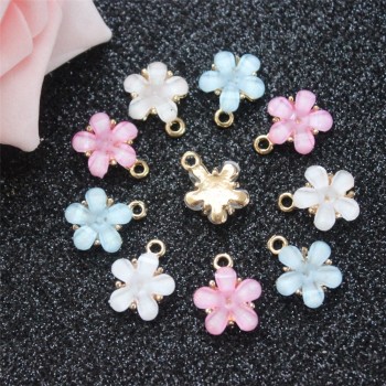 Wholesale 20PCS Beauty Lady Jewelry Gold Tone Crystal Flower Daisy Shape Alloy Charm Necklace Pendants Jewelry Making Crafts