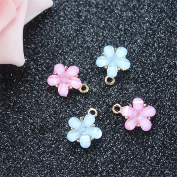 Wholesale 20PCS Beauty Lady Jewelry Gold Tone Crystal Flower Daisy Shape Alloy Charm Necklace Pendants Jewelry Making Crafts