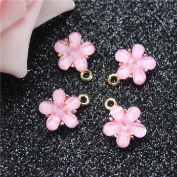 Wholesale 20PCS Beauty Lady Jewelry Gold Tone Crystal Flower Daisy Shape Alloy Charm Necklace Pendants Jewelry Making Crafts