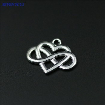 High Quality 20 Pieces/Lot 20mm*25mm Alloy Metal Silver Plated Infinity Heart Endless Love Charm Pendant For Jewelry Making