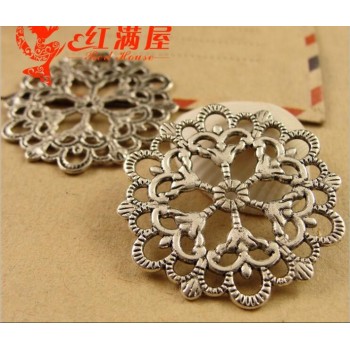 25pcs 29MM Handmade DIY ornaments of European and American style retro filigree flowers charms antique silver gold bronze color