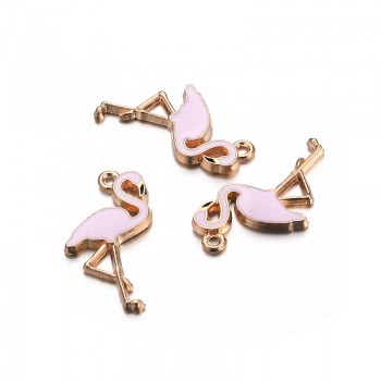 20PCS 15x26mm Alloy Enamel Drop Oil Red Pink Swan Pendant DIY Necklace Findings Flamingo Charms for Animal Accessories Making